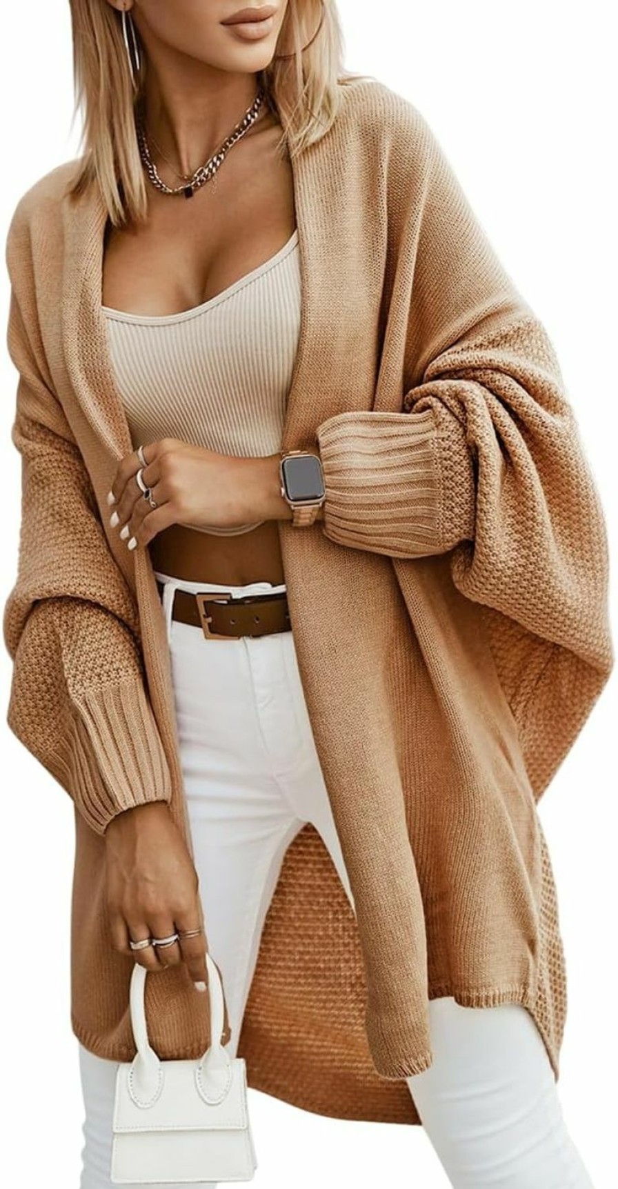 Sweaters | Miladusa Miladusa Women'S Cardigans Open Front Batwing Sleeve Knit 2023 Fall Oversized Long Cardigan Sweaters Outerwear