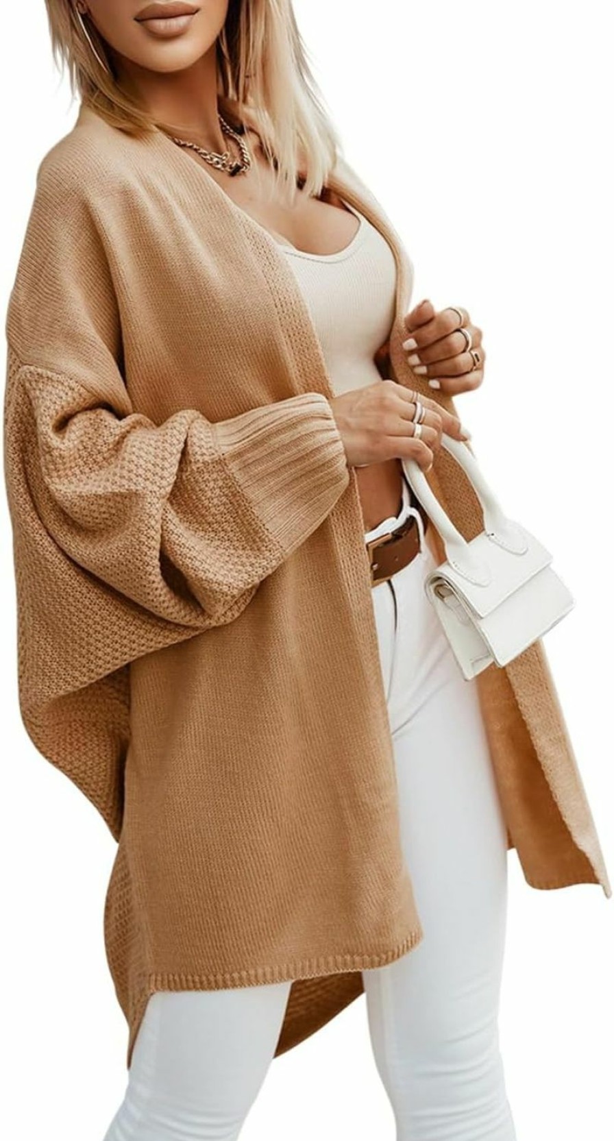 Sweaters | Miladusa Miladusa Women'S Cardigans Open Front Batwing Sleeve Knit 2023 Fall Oversized Long Cardigan Sweaters Outerwear