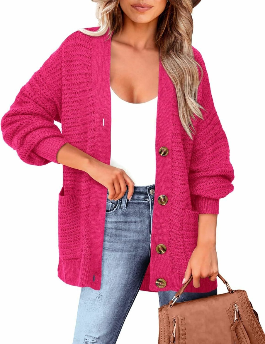 Sweaters | Zenlonr Zenlonr Women'S Fall Cardigan 2023 Long Sleeve Open Front Button Sweater V Neck Knit Outwear Coats