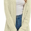 Sweaters | Miladusa Miladusa Womens Long Sleeve Open Front Cardigan Dressy Oversized Fall Winter Lightweight Cable Knit Cardigans Sweater Coat