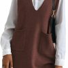 Sweaters | QWINEER Women'S Sleeveless Sweater Dress Pockets V Neck Knit Sweater Vest