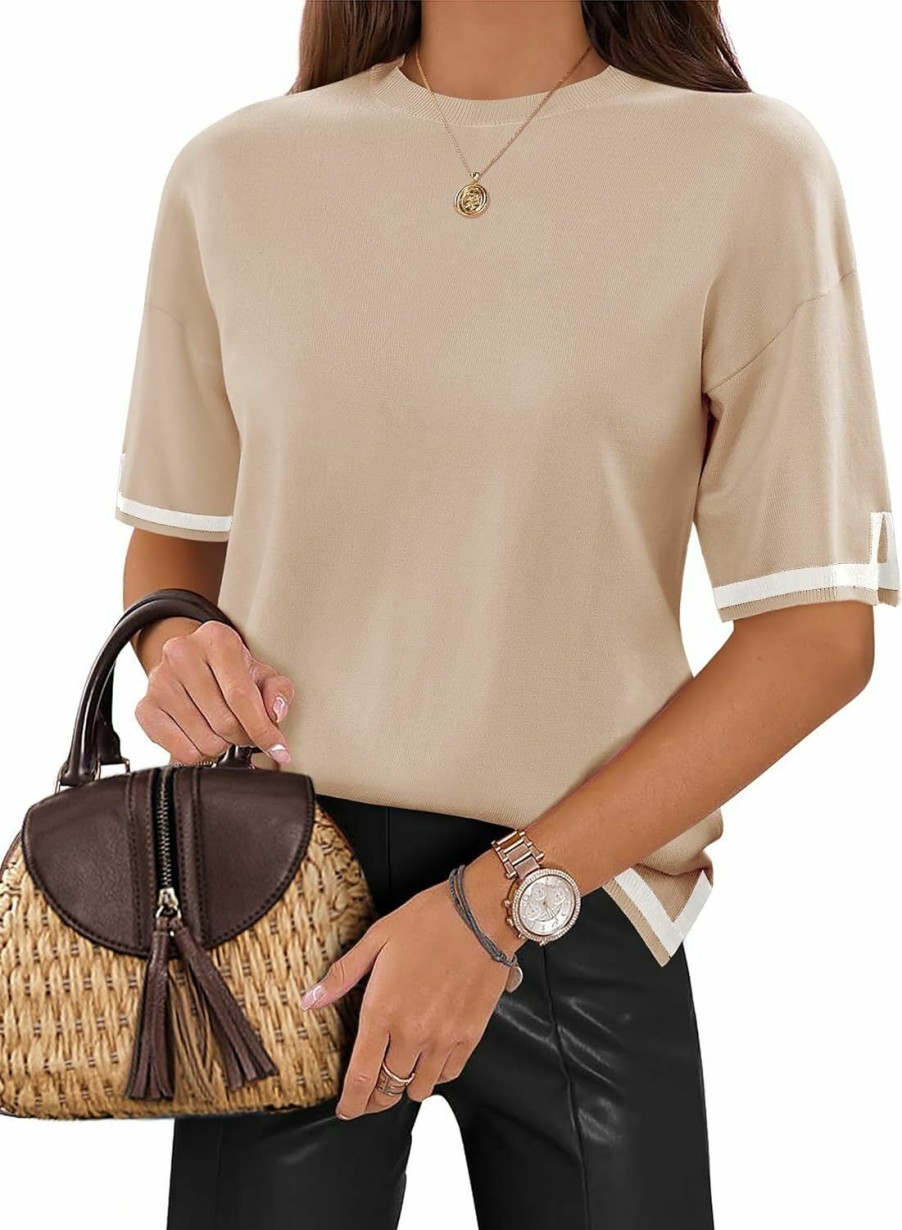 Sweaters | Zeagoo Zeagoo Womens Knit Short Sleeve Tops Summer Pullover Blouse Basic Casual Shirt