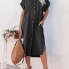 Sweaters | Dokotoo Dokotoo Womens 2024 Button-Down Short Sleeve Denim Cardigans Maxi Dresses With Side Split