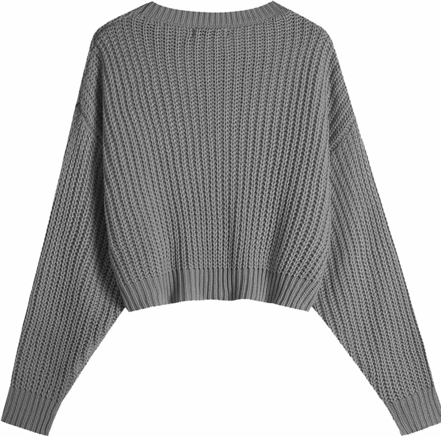 Sweaters | Ckikiou Ckikiou Spring Fall Loose Batwing Sexy Cropped Sweater For Women Cute Crew Neck Lightweight Soft Knitted Short Sweaters Top