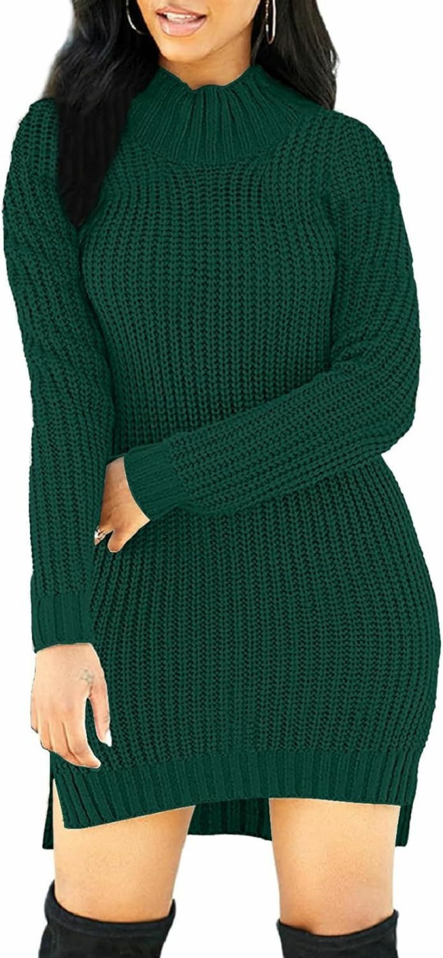 Sweaters | ycherry Sexy Sweater Dress For Women Casual Long Sleeve Ribbed Knit Stretchy Pullover Dresses Split