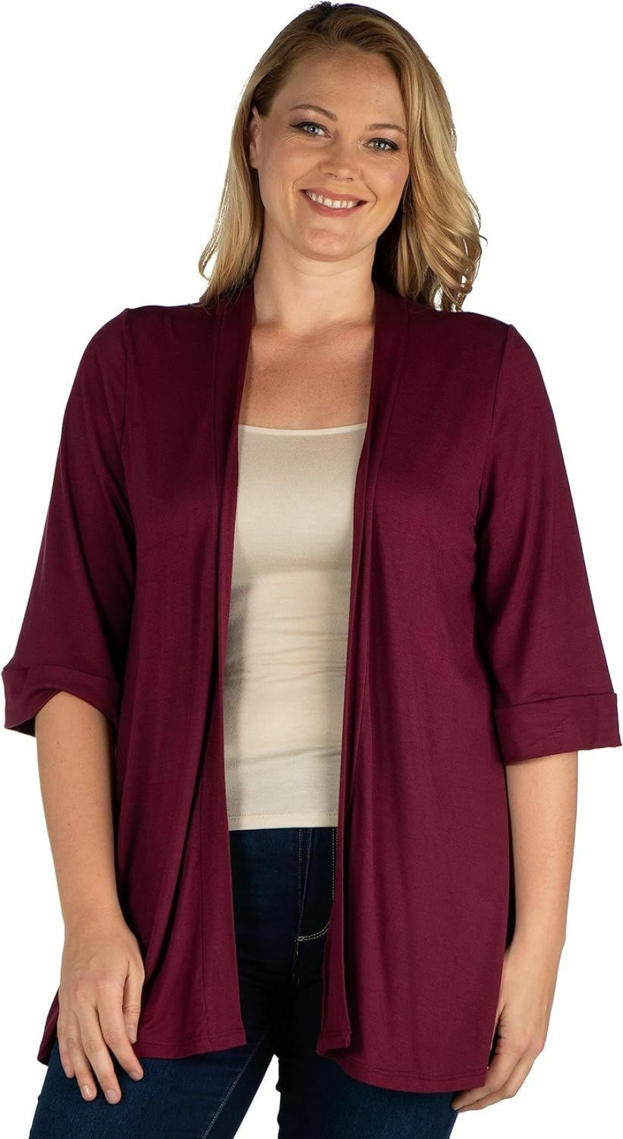 Sweaters | 24seven Comfort Apparel 24Seven Comfort Apparel Open Front Cardigans For Women Lightweight Elbow Length Sleeve Shrug Casual Cover Up Solid Color