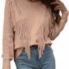 Sweaters | chouyatou Chouyatou Women'S Casual Crewneck Fringe Tassel Knitted Pullover Sweater Jumper Tops