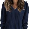 Sweaters | XMTOPYE Women'S Fashion 2024 Casual Long Sleeve Tops V Neck Thin Knit Shirts Spring Summer