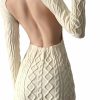 Sweaters | xxxiticat Xxxiticat Women'S High Neck Sweater Dress Long Sleeve Backless Cut Out See Through Cable Knitted Turtleneck Sweaters