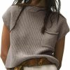 Sweaters | Fiona Jolin Fiona Jolin Women'S Sleeveless Knit Sweater Vest Vintage Cap Sleeve Casual Mock Neck Tank Top With Front Pocket