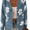 Sweaters | SHENHE Shenhe Women'S Floral Print Button Down Cardigan V Neck Drop Shoulder Knit Outerwear