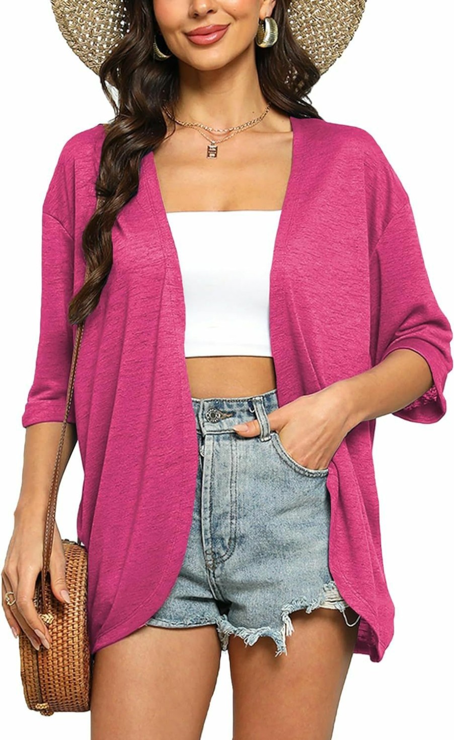 Sweaters | Yekaty Yekaty Womens Casual Lightweight Cardigans Open Front 3/4 Sleeve Cardigan Summer Cover Up