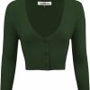 Sweaters | YEMAK Yemak Women'S Cropped Bolero Cardigan 3/4 Sleeve V-Neck Basic Classic Casual Button Down Knit Soft Sweater Top (S-4Xl)