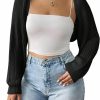 Sweaters | MakeMeChic Makemechic Women'S Open Front Long Sleeve Cropped Cardigan Sweaters Shrug