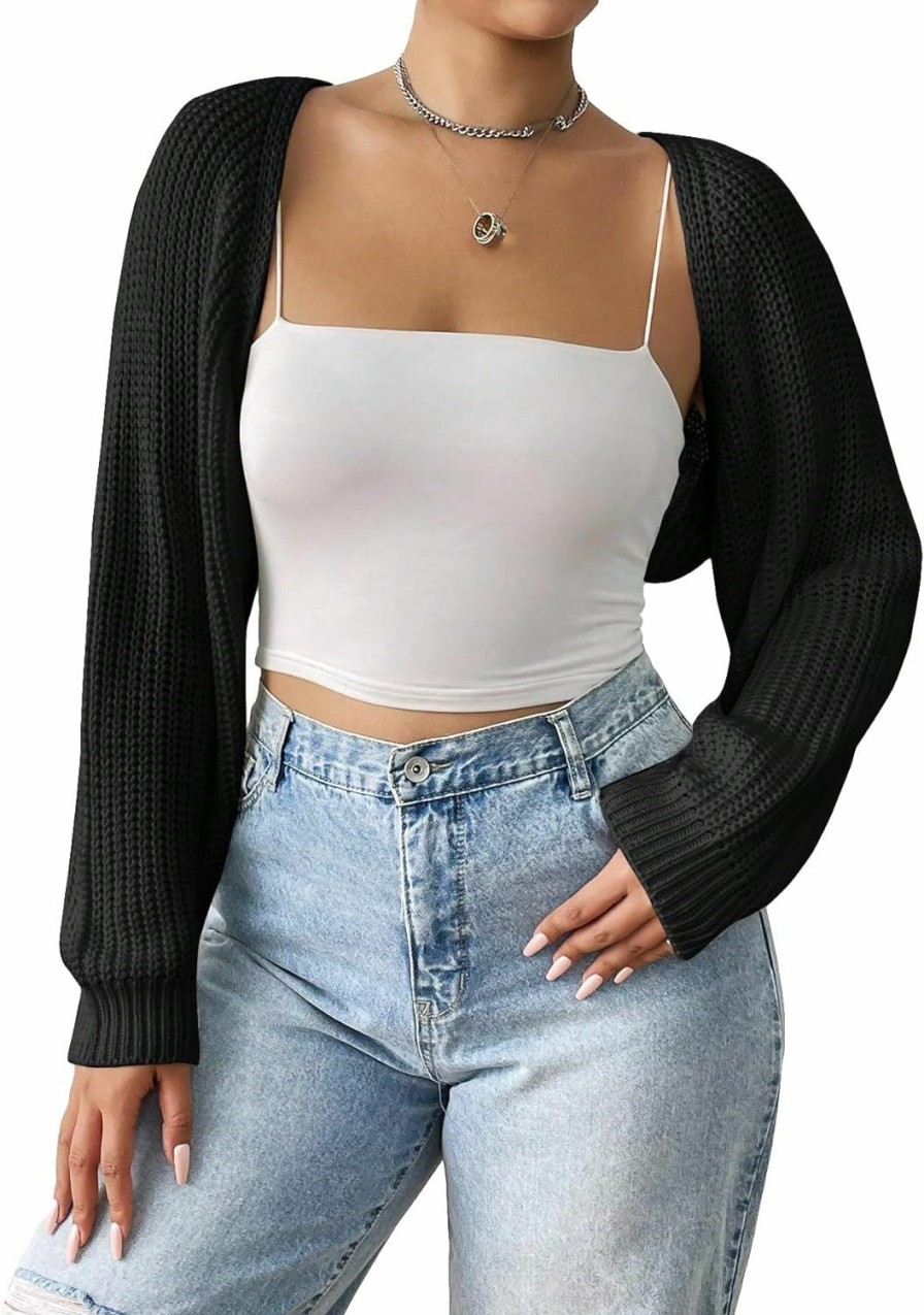 Sweaters | MakeMeChic Makemechic Women'S Open Front Long Sleeve Cropped Cardigan Sweaters Shrug