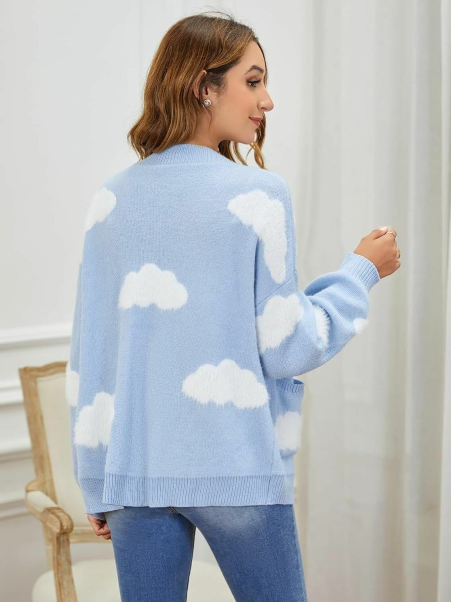 Sweaters | SOLY HUX Soly Hux Women'S Button Down V Neck Long Sleeve Cloud Open Front Knit Cardigan Sweater