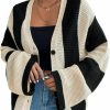 Sweaters | SHENHE Shenhe Women'S Color Block Striped Bell Sleeve V Neck Button Down Loose Cardigan