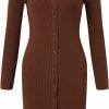 Sweaters | Wonderly Women V-Neck Long Sleeve Slim Fall Sweater Knitted Midi Dress