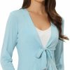 Sweaters | Allegra K Allegra K Women'S Open Cardigans Ruffled Long Sleeve Dressy Tie Front Cardigan