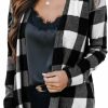 Sweaters | Lacozy Lacozy Women'S Open Front Long Cardigan Draped Snap Buffalo Plaid Shirt Kimono Cardigan Knit Sweater