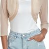 Sweaters | Tandisk Tandisk Women'S 3/4 Sleeve Shrug Open Front Cardigan Bolero Jacket