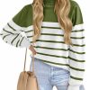 Sweaters | KIRUNDO Kirundo Women'S 2024 Fall Winter Turtleneck Knitted Sweater Long Sleeve Striped Color Block Loose Ribbed Pullover Tops