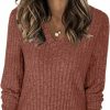 Sweaters | RUBZOOF Sweaters For Women Fall Fashion 2023 Casual V-Neck Long Sleeve Tunic Tops