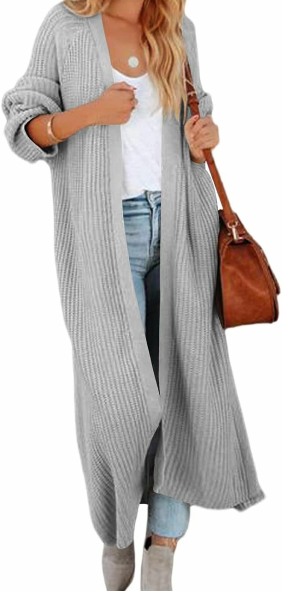 Sweaters | Newffr Newffr Women'S Open Front Maxi Long Knitted Cardigan Solid Casual Loose Cable Sweater Coat Outwear