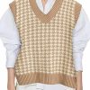 Sweaters | SAFRISIOR Safrisior Oversized Houndstooth Knitted Vest Sweater Vintage V Neck Loose Sleeveless Sweater