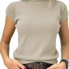 Sweaters | Saodimallsu Saodimallsu Womens Short Sleeve Sweater Mock Neck Summer Casual Basic Knit Slim Fitted Pullover Tops Shirt