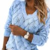 Sweaters | Langwyqu Women'S V Neck Long Sleeve Pullover Sweater Lightweight Knit Sweaters Novelty Sweaters