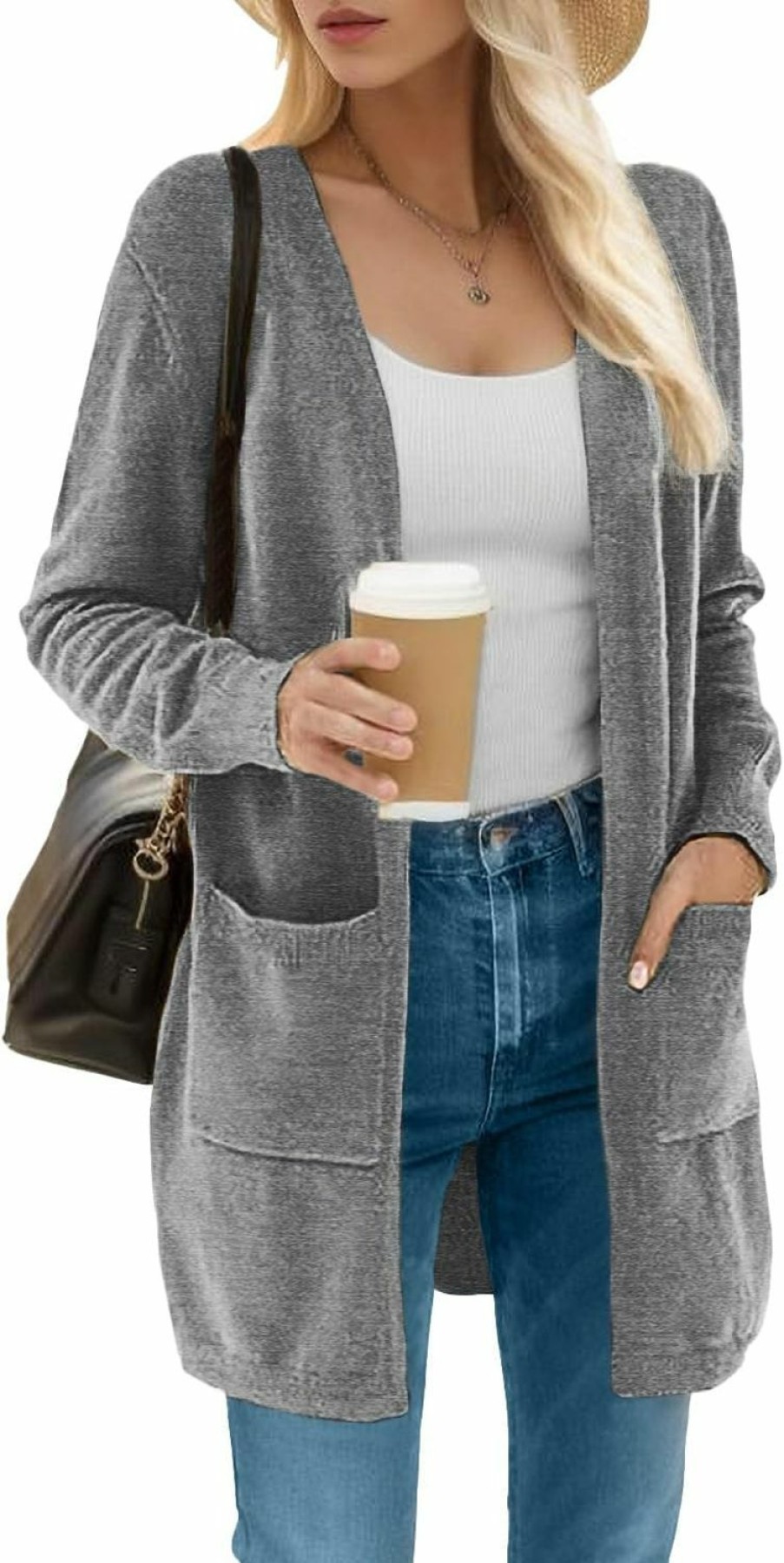 Sweaters | ANIXAY Anixay Cardigan For Women Casual Open Front Knit Coat Long Sleeve Lightweight Sweaters With Pockets Soft Outwear