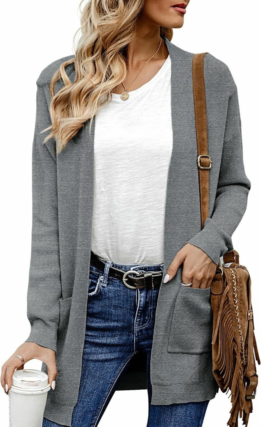 Sweaters | ANIXAY Anixay Cardigan For Women Casual Open Front Knit Coat Long Sleeve Lightweight Sweaters With Pockets Soft Outwear