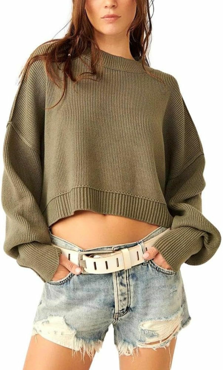 Sweaters | Free People Free People Women'S Easy Street Cropped Sweater, Dried Basil