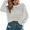 Sweaters | Verdusa Verdusa Women'S Hollow Out Knit Drop Shoulder Long Sleeve Pullover Sweater Top