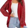 Sweaters | ALLTB Alltb Sequin Cardigans For Women Sparkly Long Sleeve Shirts Tops Open Front Outerwear Coat Shimmer Glitter Loose Jackets