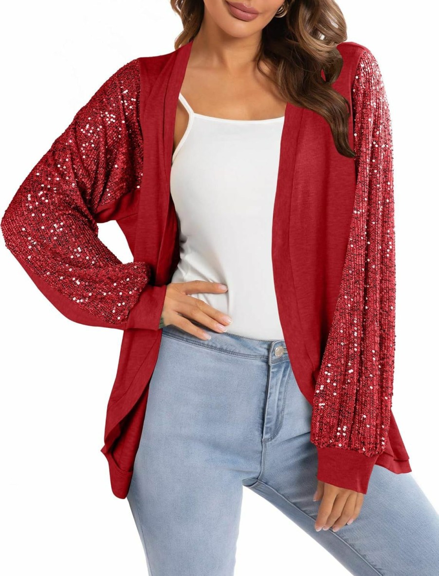 Sweaters | ALLTB Alltb Sequin Cardigans For Women Sparkly Long Sleeve Shirts Tops Open Front Outerwear Coat Shimmer Glitter Loose Jackets