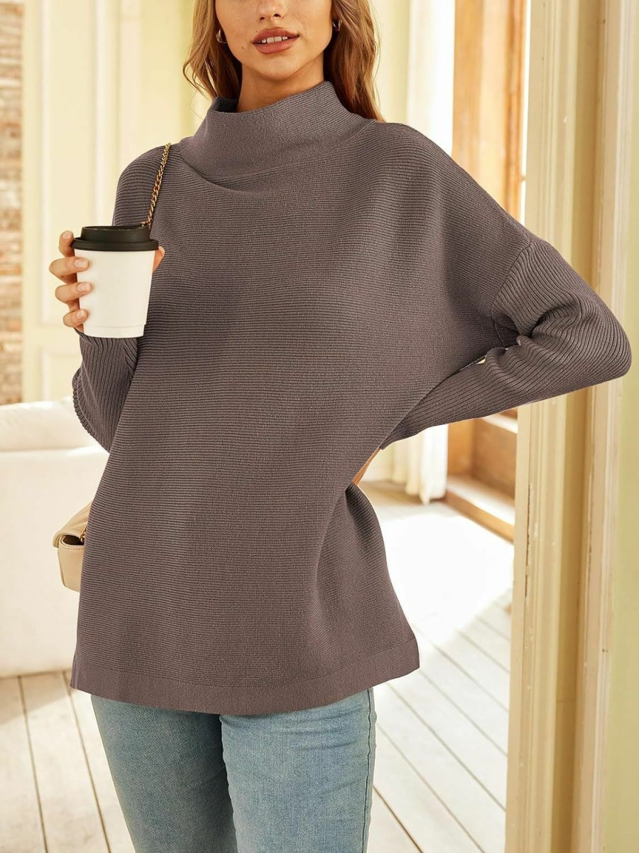 Sweaters | LILLUSORY Lillusory Women'S Mock Turtleneck Sweater Long Batwing Sleeve Split Hem Casual Oversized Knit Pullover Tunic Tops