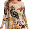 Sweaters | ellazhu Ellazhu Women'S Casual Long Sleeve Loose Artsy Graphic Newspaper Pullover Sweaters Dh07