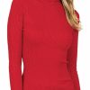 Sweaters | Ambiance Apparel Women'S Ribbed Long Sleeve Turtleneck Top