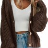 Sweaters | PRETTYGARDEN Prettygarden Women'S Chunky Knit Open Front Sweater Long Sleeve Button Loose Short Cardigan Outerwear Coats