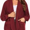 Sweaters | Ekouaer Ekouaer Women Winter Fleece Bed Jacket Lapel Collar Cropped Coat Loose Open Front Cardigan