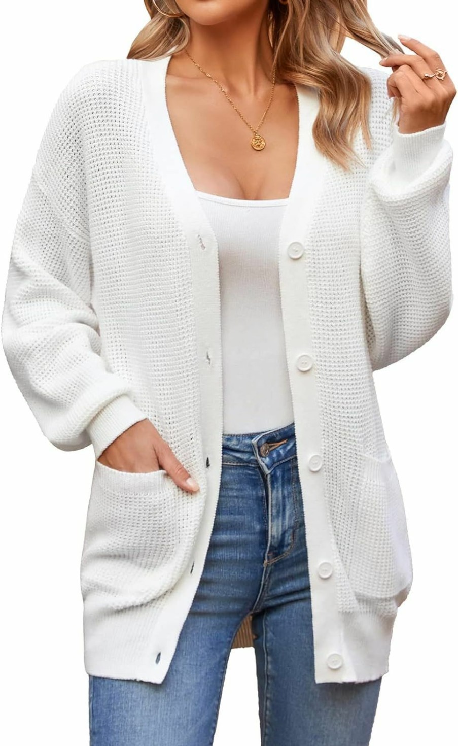 Sweaters | QUALFORT Qualfort Women'S 100% Cotton Cardigan Sweater Long Sleeve Button Down Oversized Knit Cardigan With Pockets