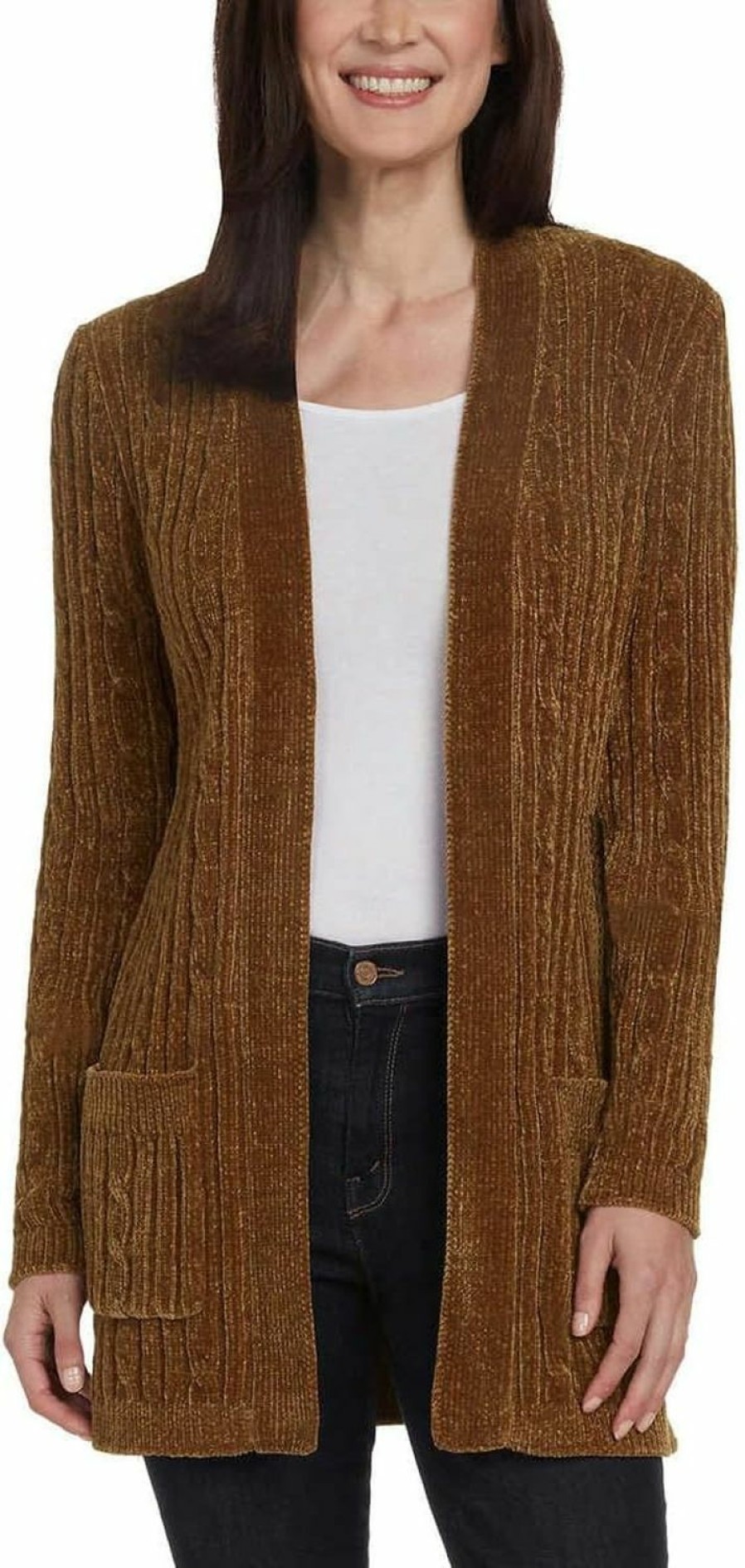 Sweaters | Matty M Women'S Cozy Cable Open Front Chenille Cardigan Sweater