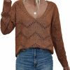 Sweaters | EVALESS Evaless Women'S Crochet Sweater Top Hollow Out Long Sleeve Pullover Tops Fall Outfits Fashion 2023