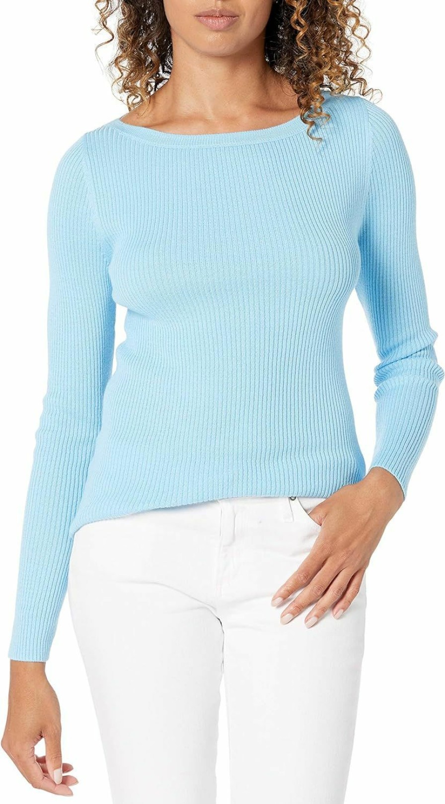 Sweaters | Amazon Essentials Amazon Essentials Women'S Lightweight Ribbed Long-Sleeve Boat Neck Slim-Fit Sweater