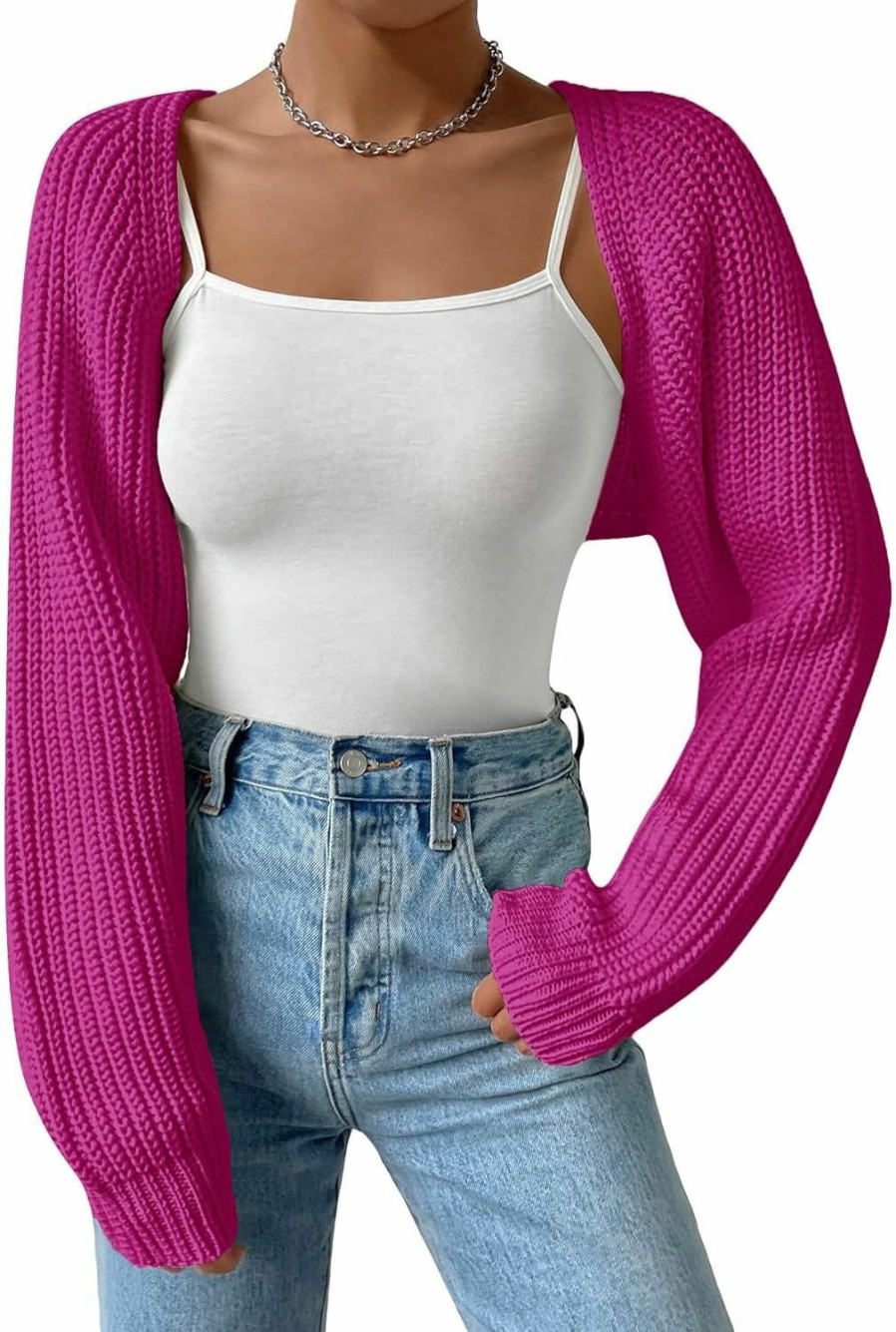 Sweaters | QWINEER Women'S Bolero Shrug Sweater Croped Cardigan Sweater Open Front Knit