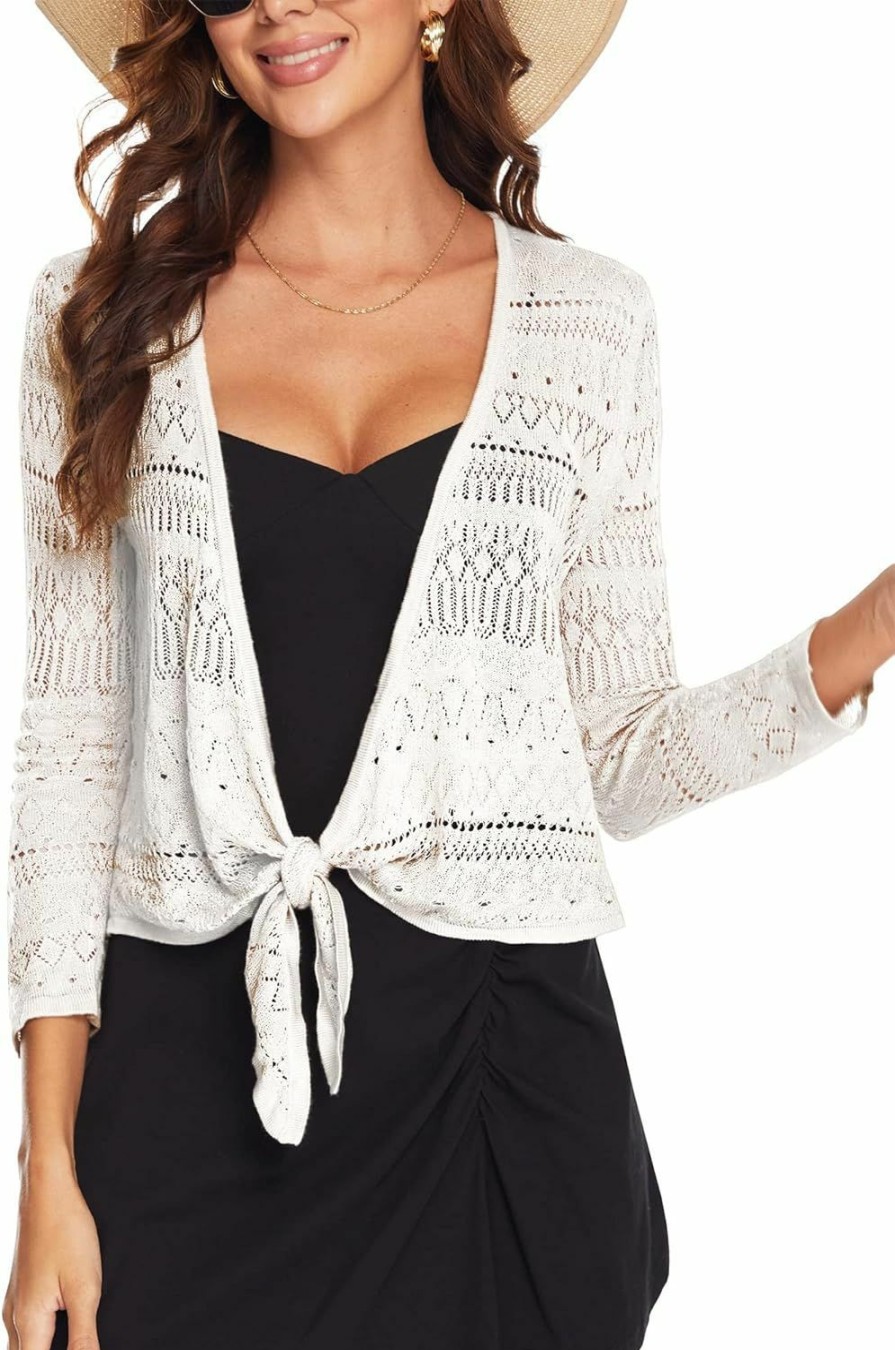 Sweaters | Spicy Sandia Spicy Sandia Tie Front Crochet Bolero Shrugs For Women Lightweight Cropped Cardigan Sweater Summer Dress Cover Up