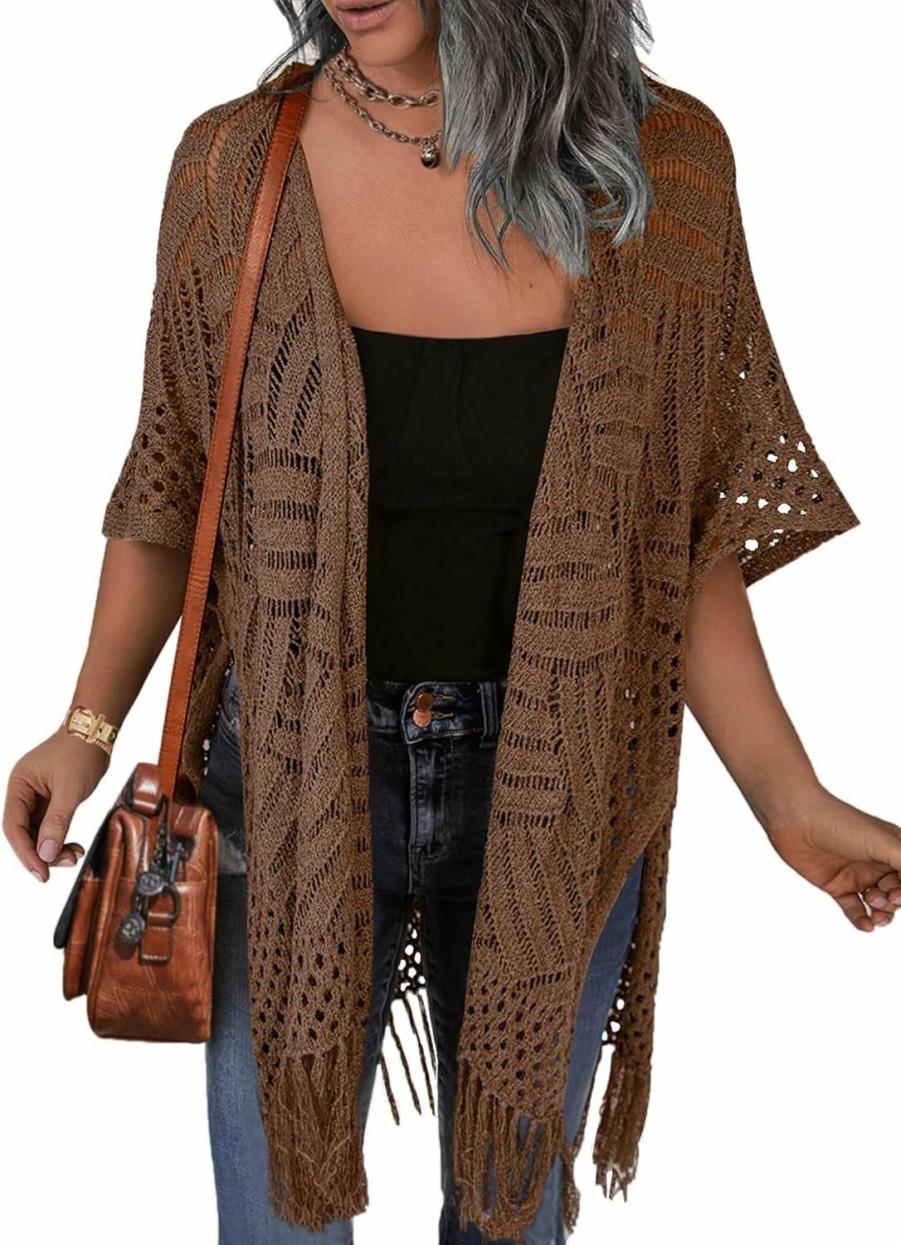 Sweaters | HOTOUCH Hotouch Womens Knit Cardigan Open Front Outwear Hollow Out Crochet Tassel Lightweight Kimonos Sweater S-Xxl