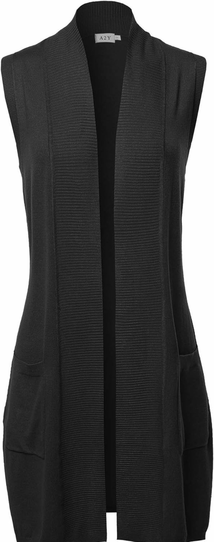 Sweaters | A2Y A2Y Women'S Open Front Sleeveless Draped Side Pockets Vest Knit Sweater